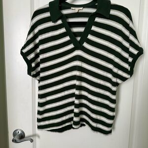Madewell Olive and Cream Striped Knit Top